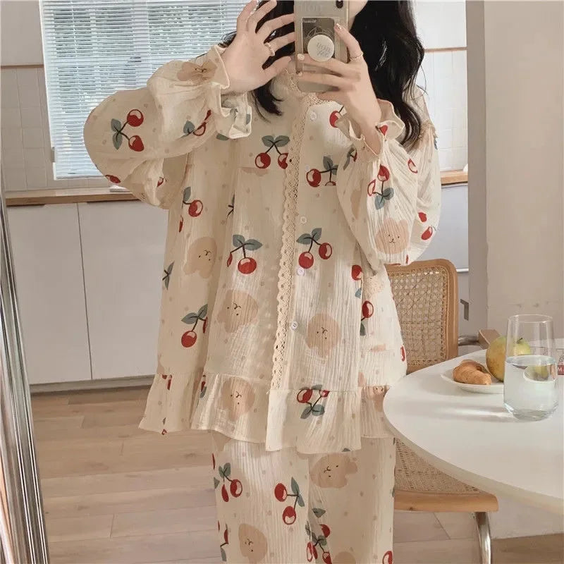 Ladies Sweet Breathable Crew Neck Sleepwear