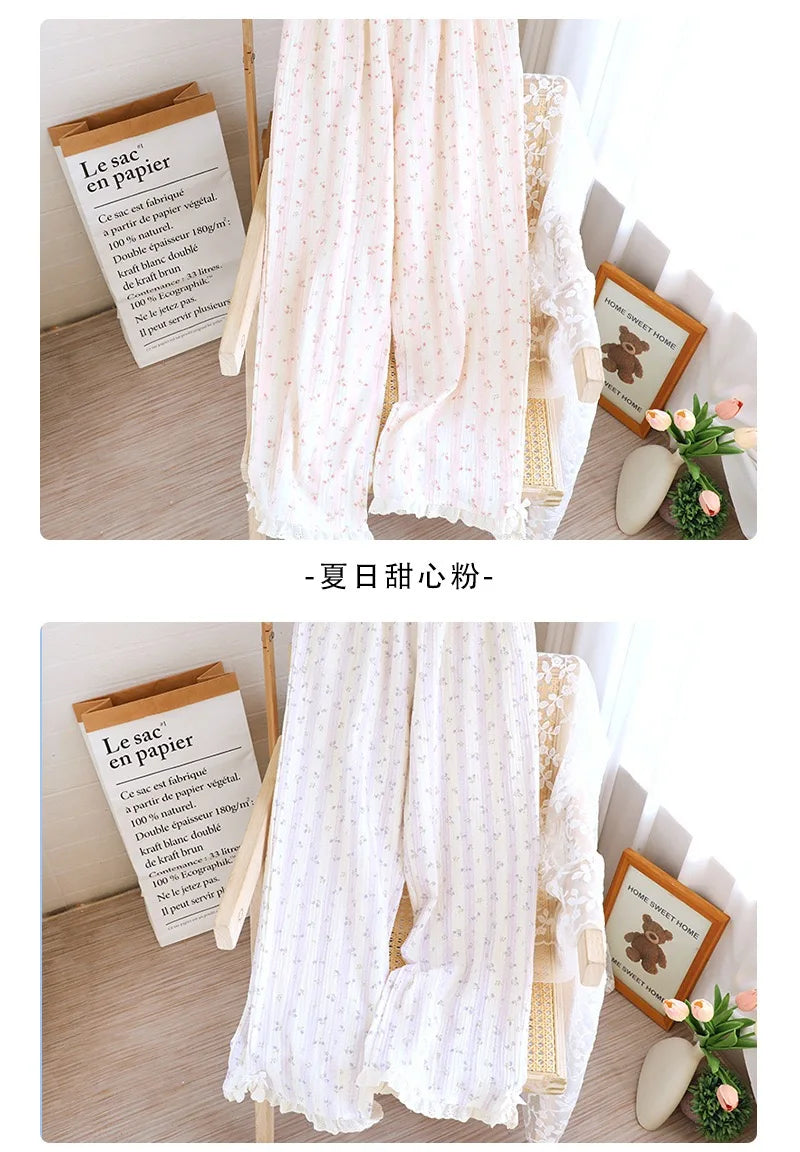 Ladies Loose 100% Cotton Elastic Waist Sleep Bottoms