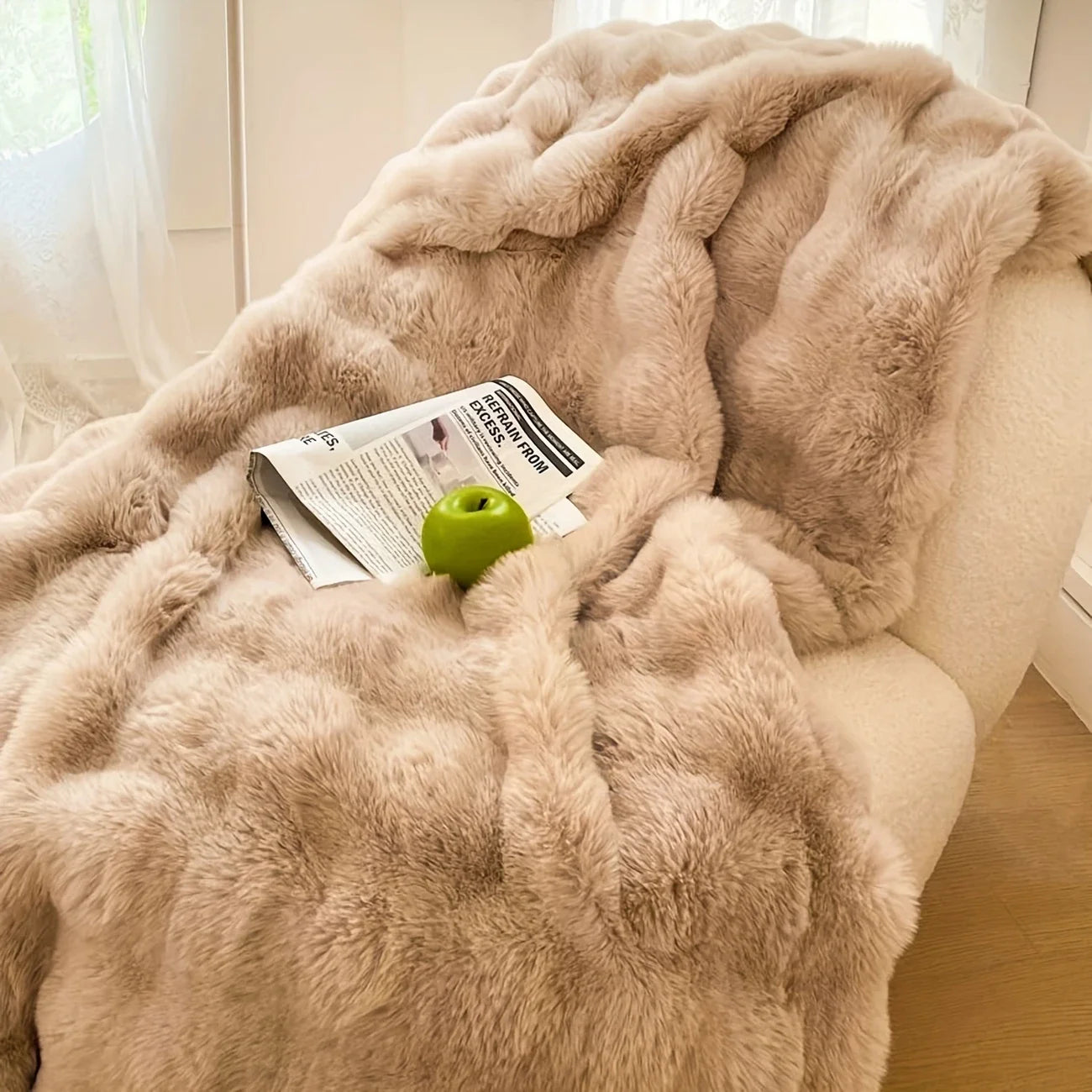 Cozy Faux Rabbit Soft Warm Fleece Blanket