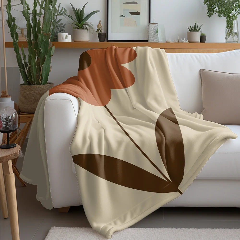Soft Cartoon Flower Fleece Warm Flannel Throw Blanket