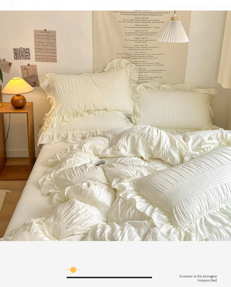 Lace Bed Sheet Quilt Solid Duvet Cover