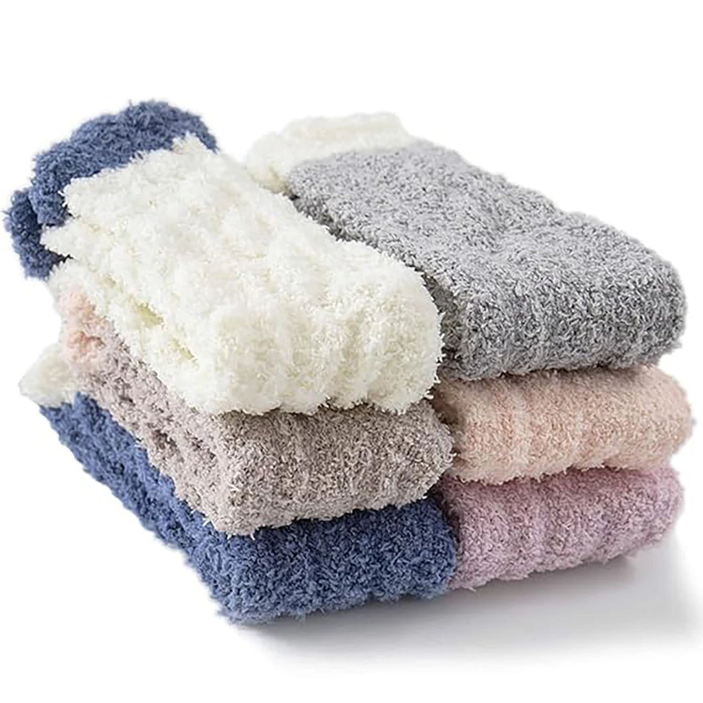 Pairs of Fuzzy Soft Cozy Fluffy Slipper Plush Socks