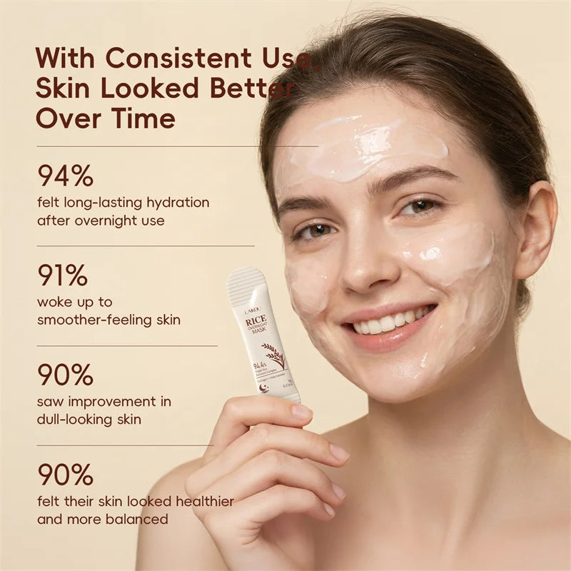 Rice Raw Pulp Whitening Sleep Mask Dark Spots Remover Fade Melanin Reduce Fine Lines Brighten Essence Korean Beauty Skin Care