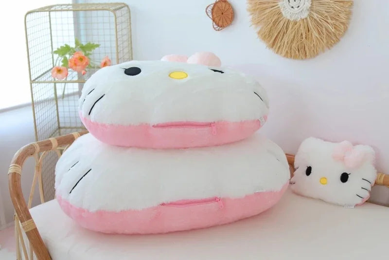 Fluffy Big Size White Pink Back Hello Kitty Stuffed Cuddly Plushies