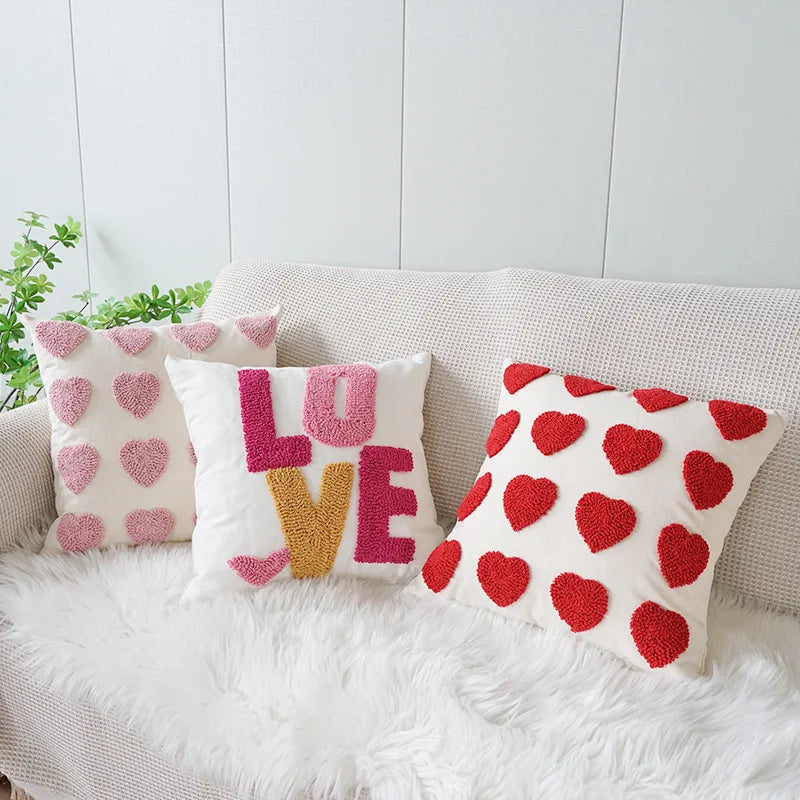 Sweet Velvet Jacquard Embroidery Throw Sofa Pillow Cover