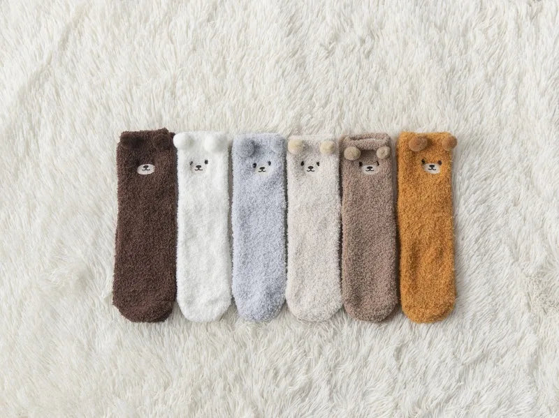 Kawaii 3D Bear Cute Animal Thick Fleece Fuzzy Socks