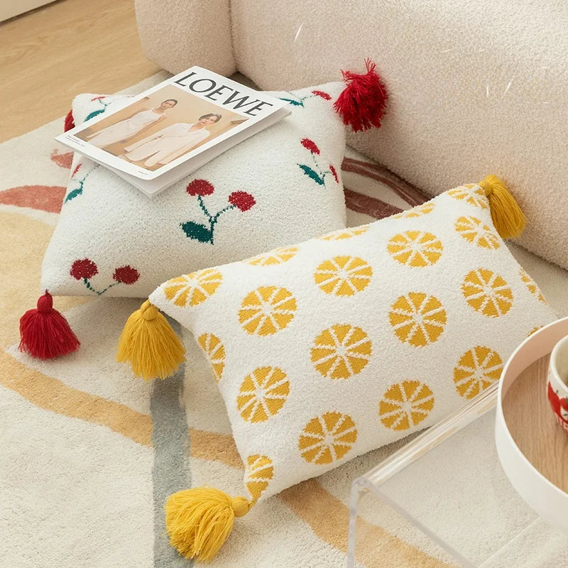 Tussle Style Plush Pillowcase Flower & Fruit Patterns