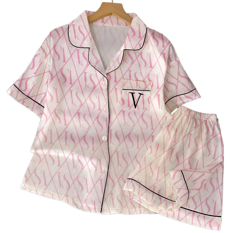 VS Short-Sleeved Shorts Pajamas Silk Pajamas Two-Piece Set