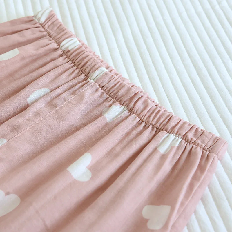Women's 100% Cotton Long Sleeve Pants Two Piece Love Lovely Sweet Home Set