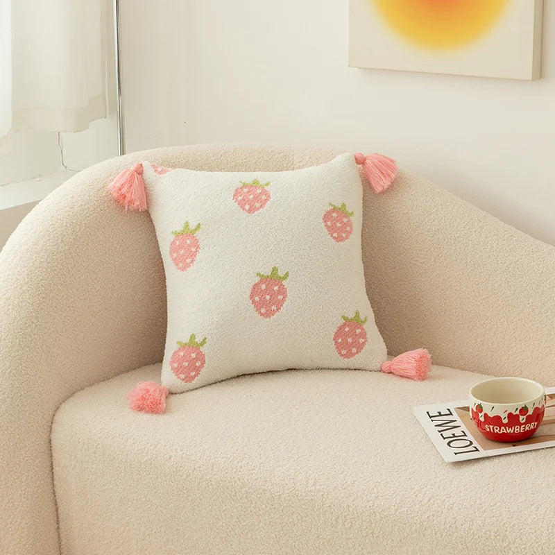 Tussle Style Plush Pillowcase Flower & Fruit Patterns