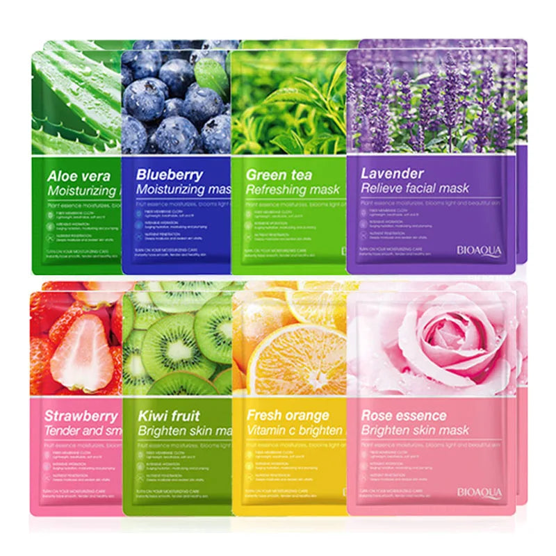 Natural Plant Face Mask Beauty Skincare Facial Masks Moisturizing Firming Hydrating Facial Mask Face Care Korean Cosmetics 8pcs