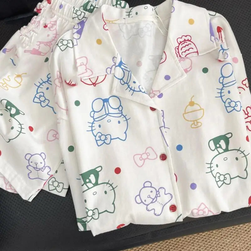 Kitty Sweet Short-Sleeved Shorts Sleeping Two-Piece Set