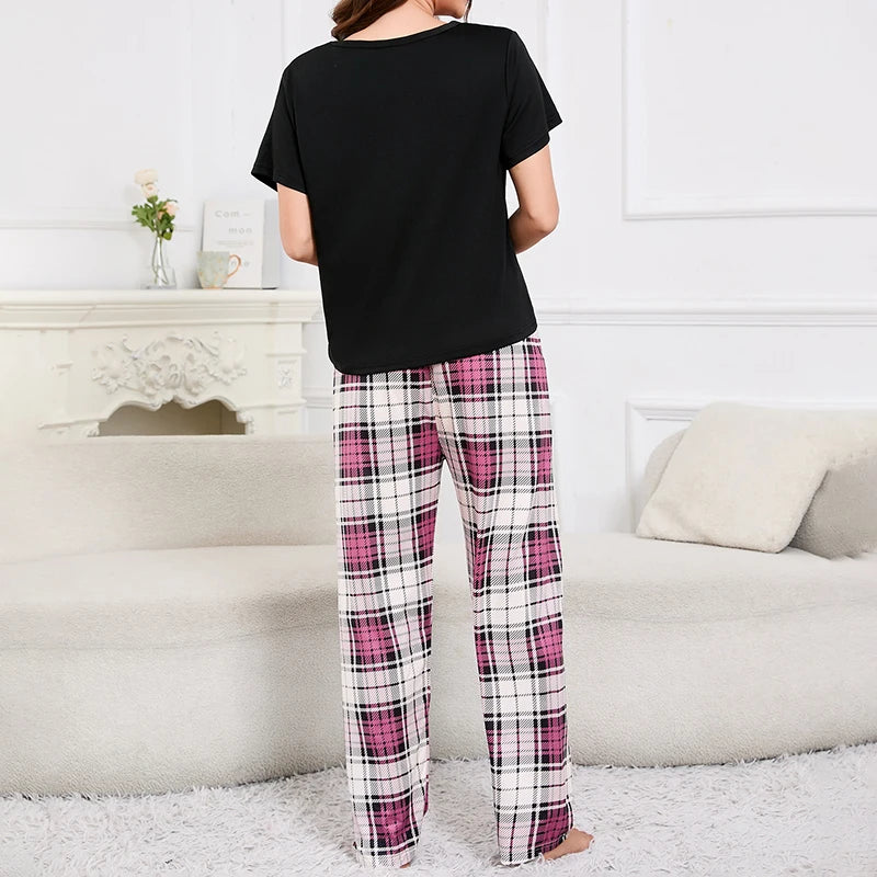 Soft Cozy Short Sleeve Tops & Shorts and Pants Sleepwear 3 Piece