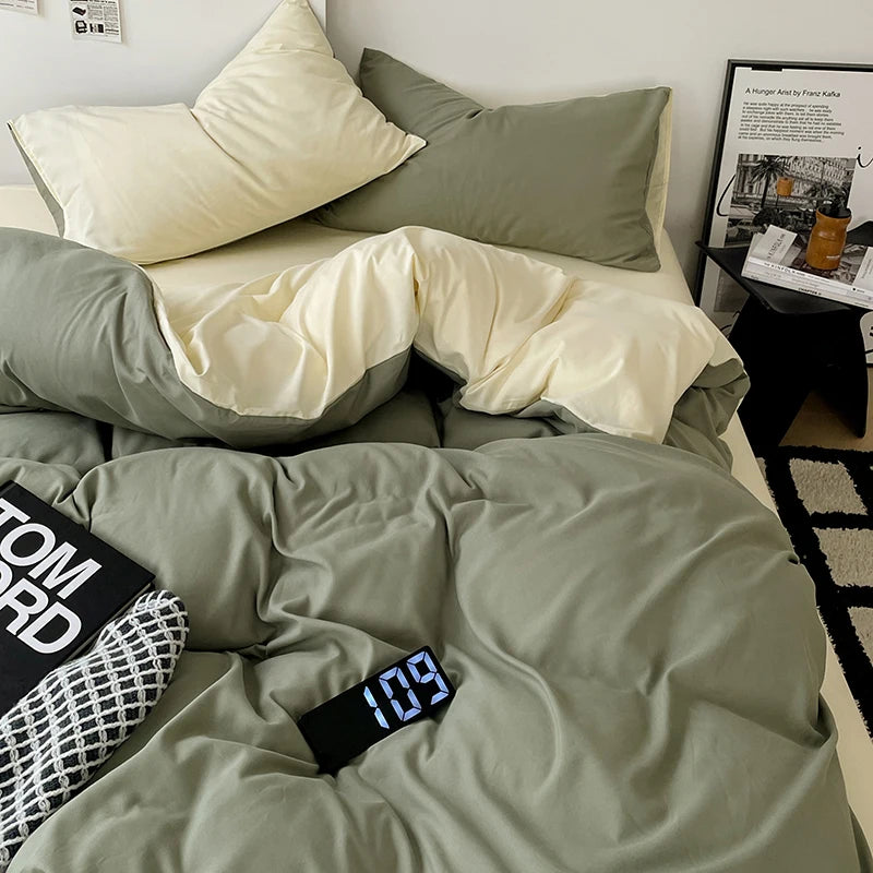 Simple Solid Color Bedding Set Soft Brushed Duvet Covers