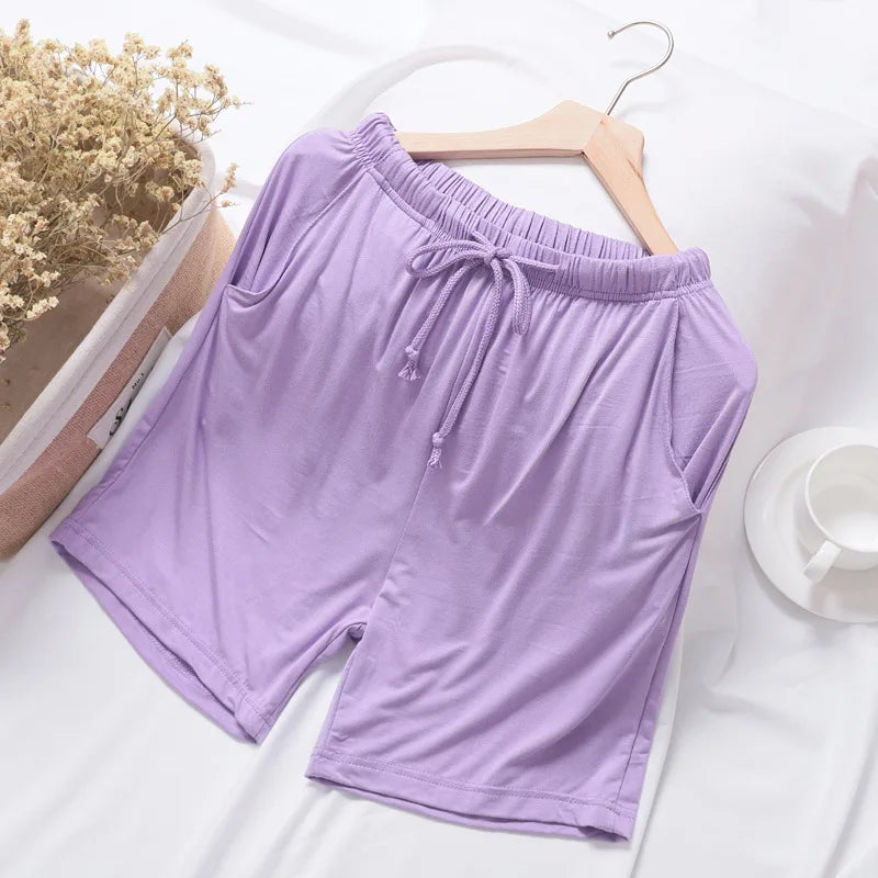 Loose Elastic Waist Solid Sleep Bottoms