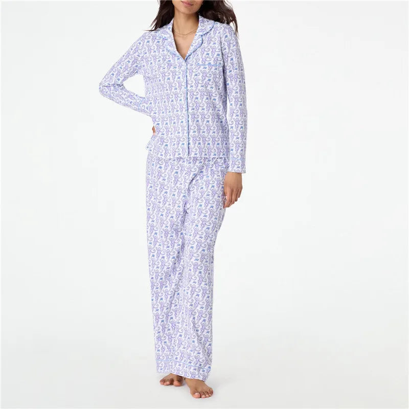 Playful Monkey Preppy Pajama Two-Piece Lounge Set