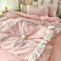 Three Piece Sheet Set Plaid Duvet Cover Set Comfortable Bedding Bedspread for All Season