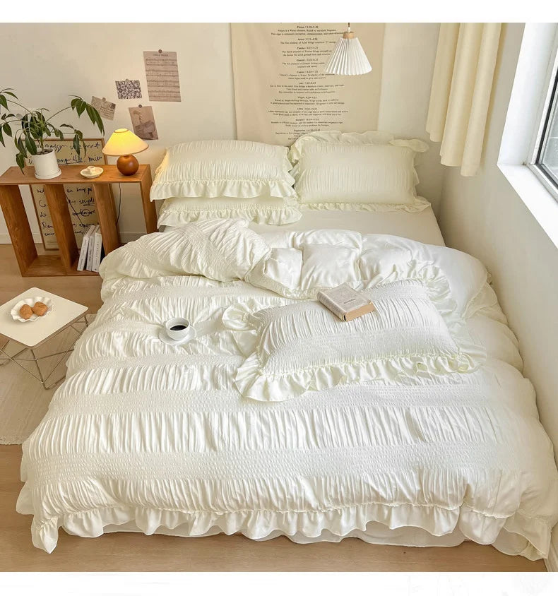 Lace Bed Sheet Quilt Solid Duvet Cover