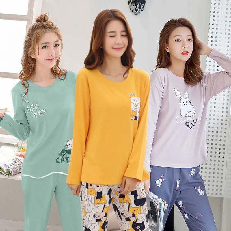 Ladies Variety of Styles Long-sleeved Long Pants Comfortable Pajamas