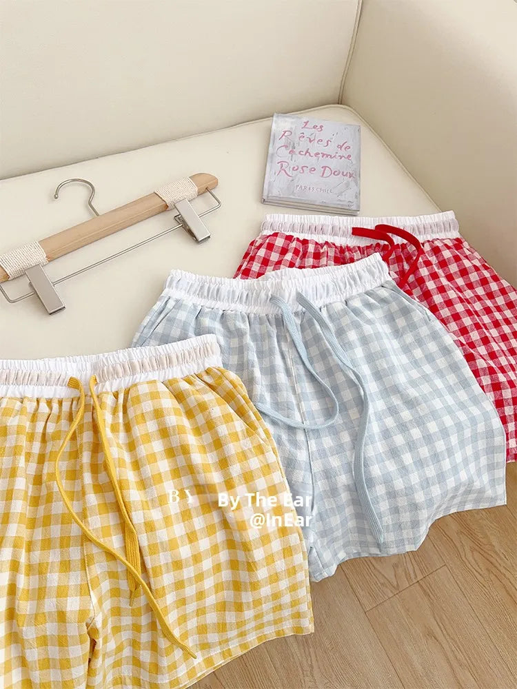 Cotton Flannel Wide Leg Leisure Pants Elastic Waist