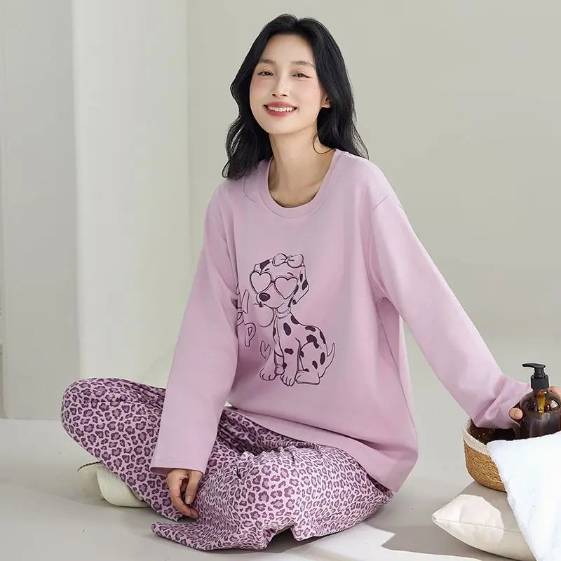 Cute Illustration Cartoon 100% Cotton Pajama Sets