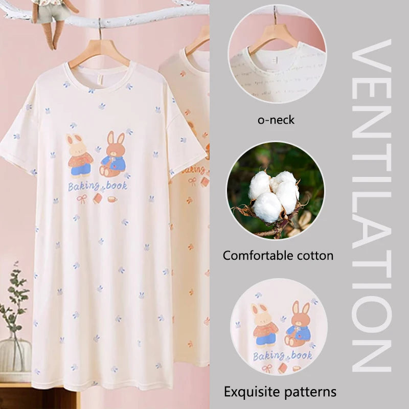 Loose Cute Long Fabric Sleepwear