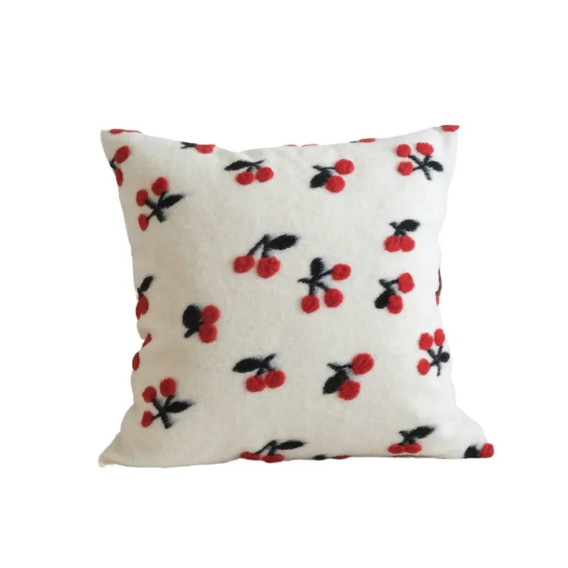 Cherry Lamb Wool Cushion Cover