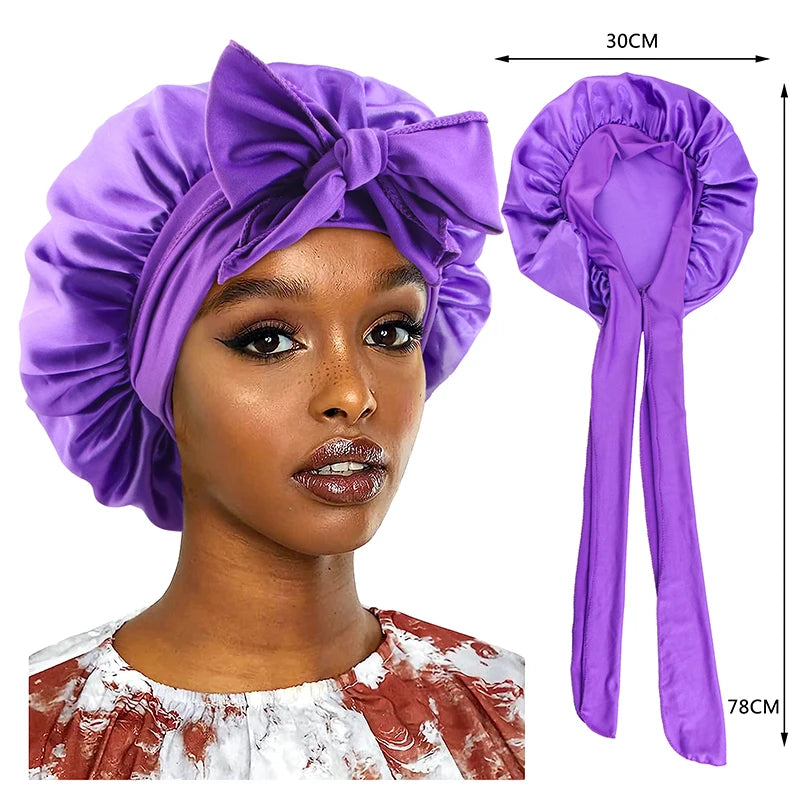 Wide Band Stretch Head Tie Silky Bonnet