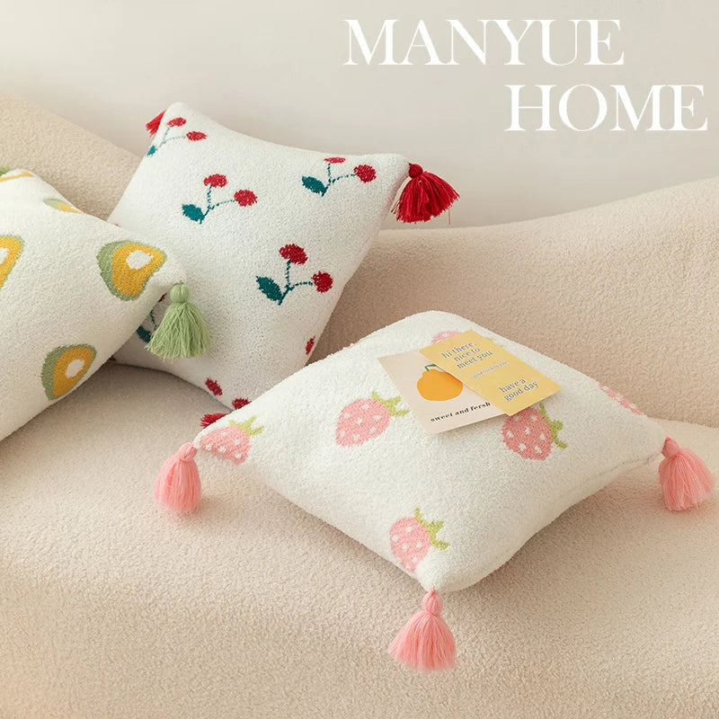 Tussle Style Plush Pillowcase Flower & Fruit Patterns