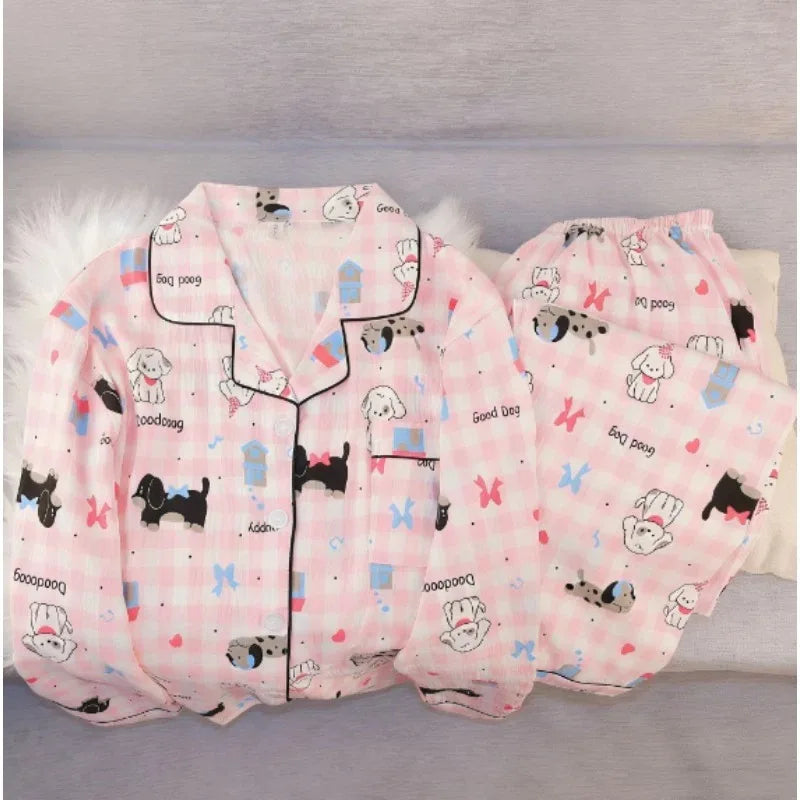 Cute Dachshund Dog Print Pajamas Set
