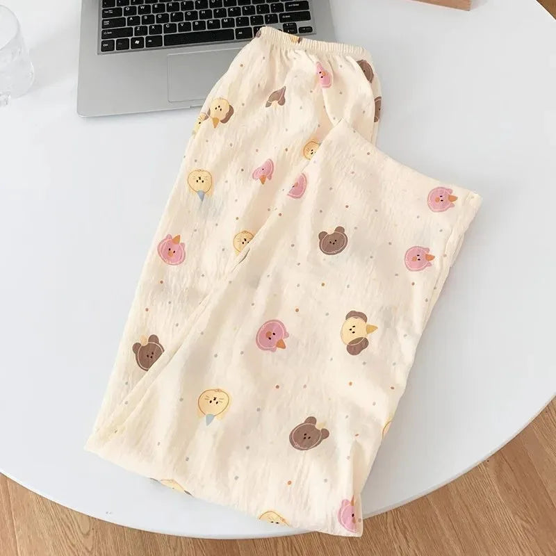 Spring Cartoon Loose High Rise Straight Lounge Pants