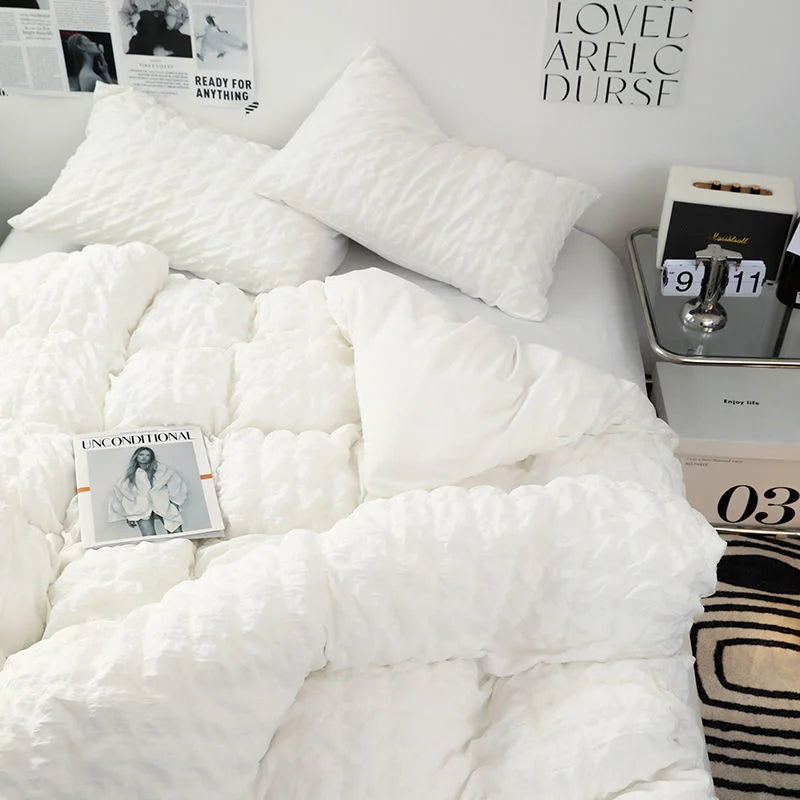 Solid Color Ruffles Lace  Kawaii Soft Sheet Duvet, Pillow & Quilt Cover