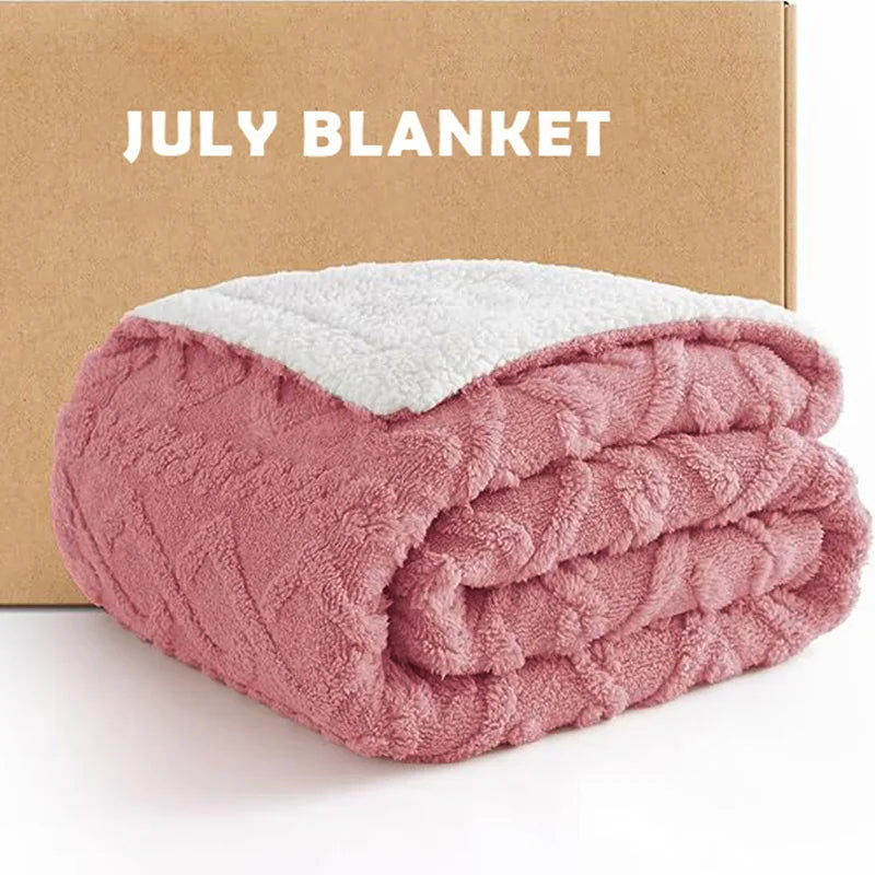Soft Sherpa Fleece Throw Cable Jacquard Tufted Throw For All Season