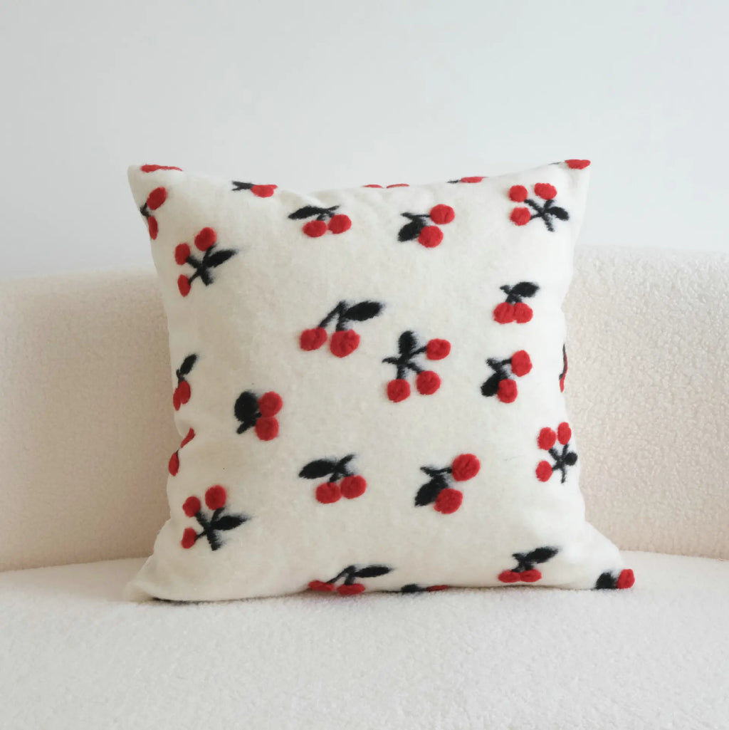 Cherry Lamb Wool Cushion Cover