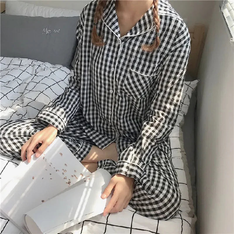 V-Neck Button Down Top and Trousers Sleepwear Homewear