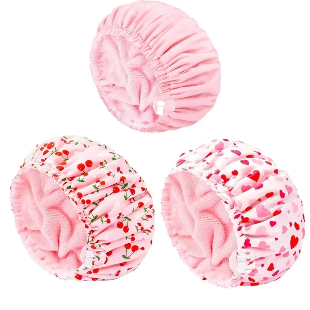 Waterproof 3 in 1 Shower Cap Adjustable Polyester Absorbent Ultra Fine Fiber Dry Cap
