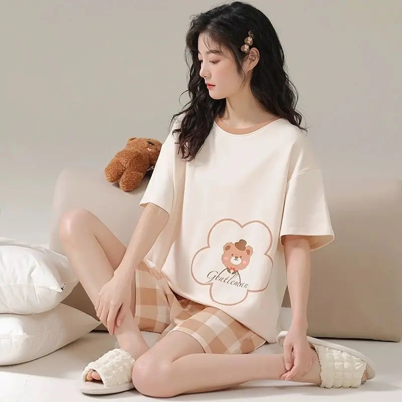 Oversized Loose-Fitting Short-Sleeved Short Pants Set