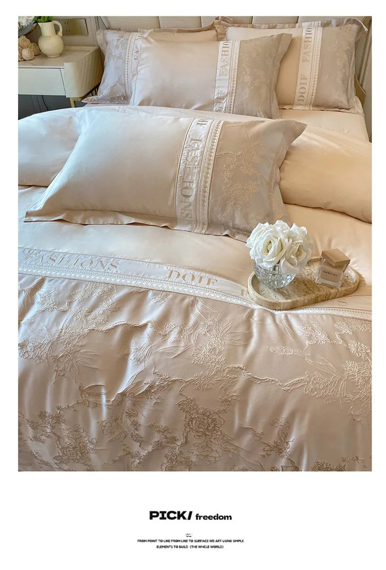Light Luxury Skin-Friendly Cotton Four-Piece Set, High-End Quilt Cover Bedding