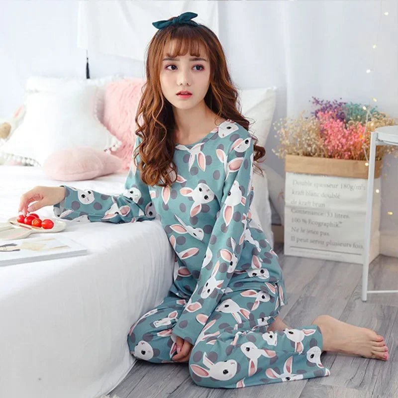 Ladies Variety of Styles Long-sleeved Long Pants Comfortable Pajamas