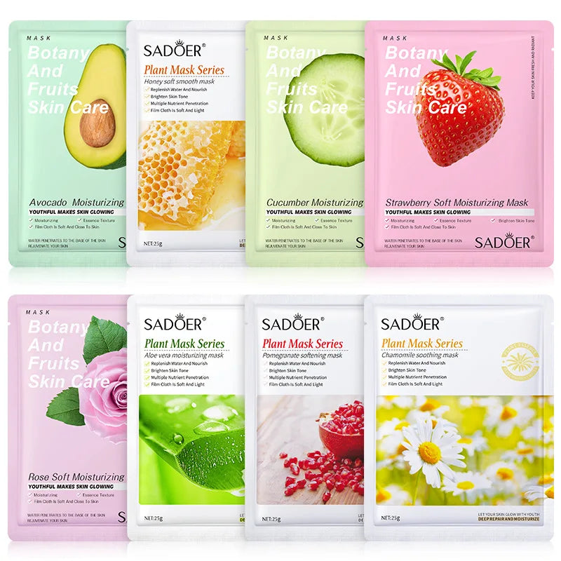 Natural Plant Face Mask Beauty Skincare Facial Masks Moisturizing Firming Hydrating Facial Mask Face Care Korean Cosmetics 8pcs