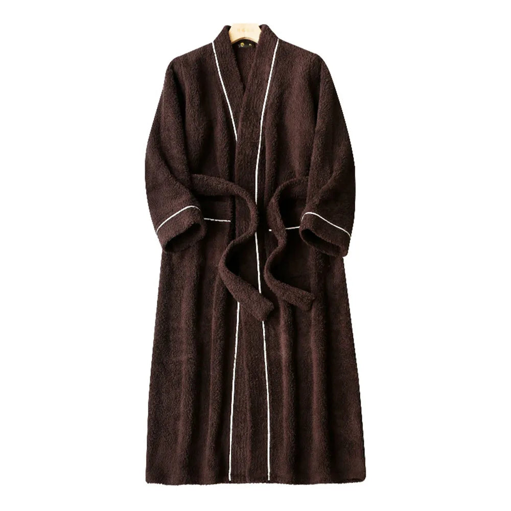 Thick Long Sleeve Flannel Robe Bathrobe