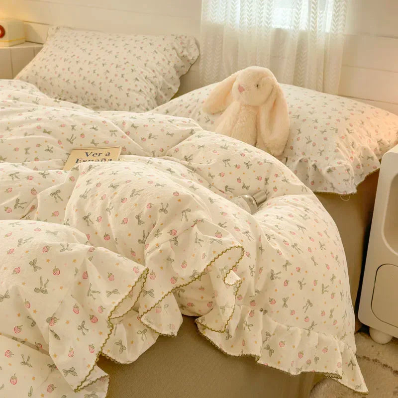Princess Style Bedding Sets Ruffle Lace Quilt Cover Romantic Bedroom Duvet Cover