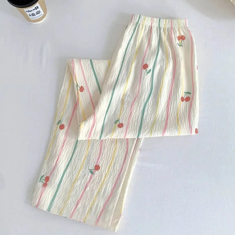 Spring Cartoon Loose High Rise Straight Lounge Pants
