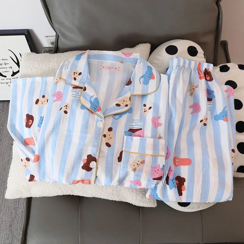 Sweet Cartoon Print Harajuku Style Cute Fashion Two-piece Set