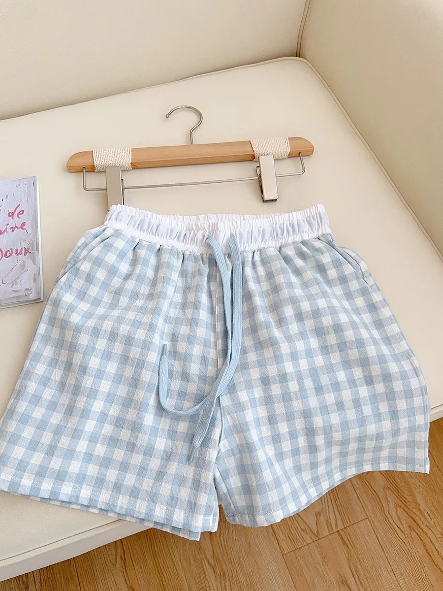 Cotton Flannel Wide Leg Leisure Pants Elastic Waist