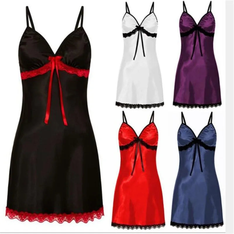 Sexy Silk Satin Nightwear Slip Dress Sleeveless