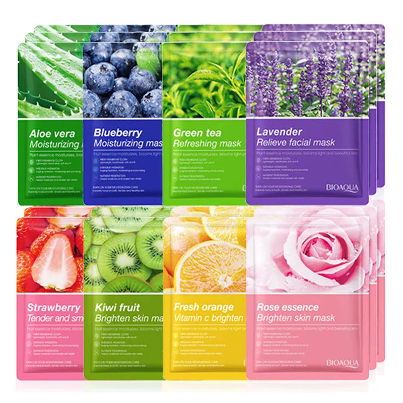 Natural Plant Face Mask Beauty Skincare Facial Masks Moisturizing Firming Hydrating Facial Mask Face Care Korean Cosmetics 8pcs