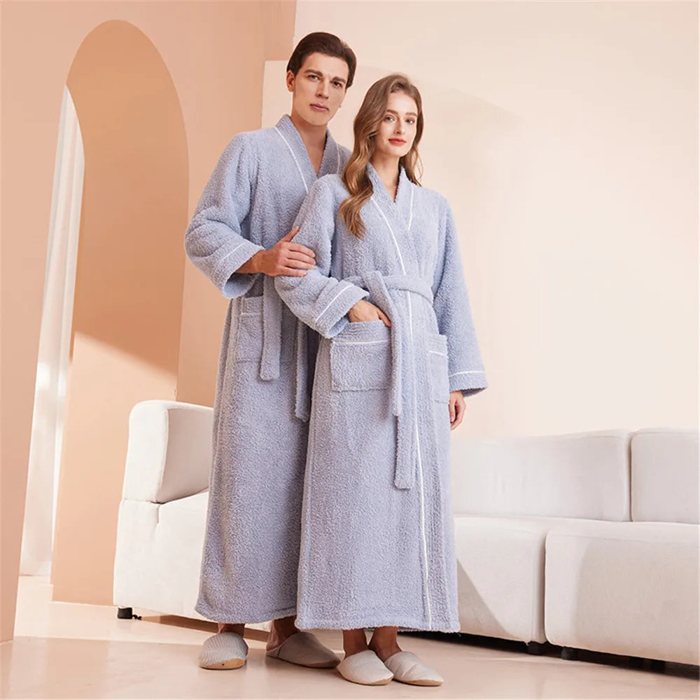 Thick Long Sleeve Flannel Robe Bathrobe