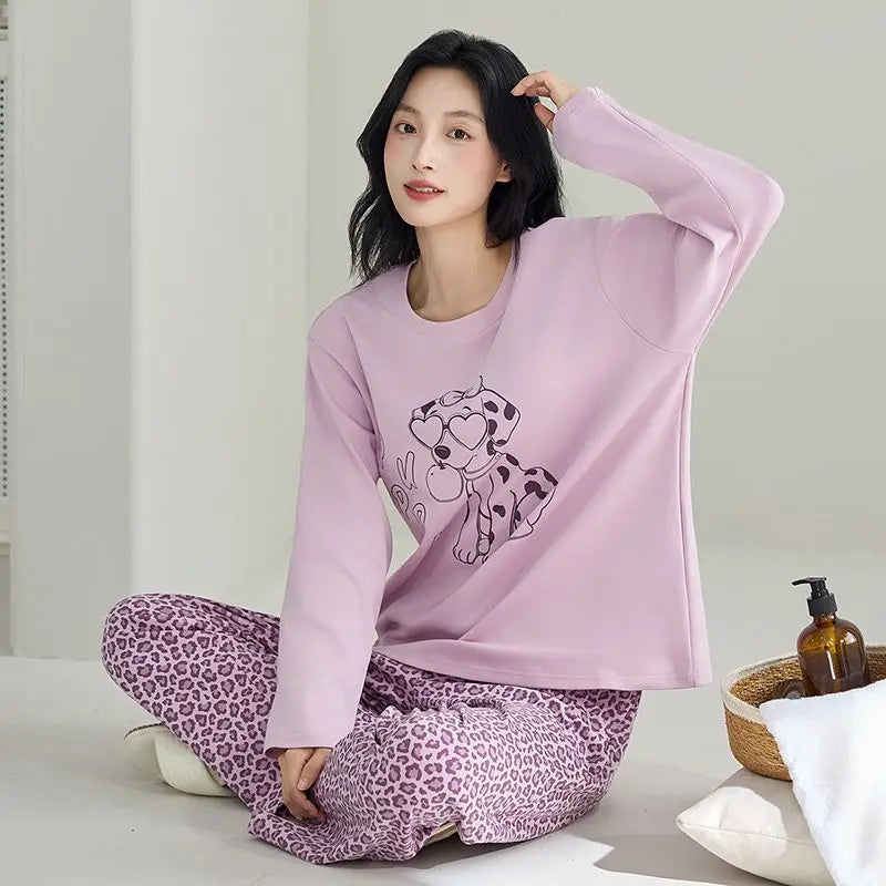 Cute Illustration Cartoon 100% Cotton Pajama Sets