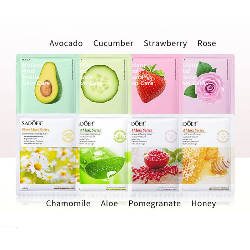 Natural Plant Face Mask Beauty Skincare Facial Masks Moisturizing Firming Hydrating Facial Mask Face Care Korean Cosmetics 8pcs